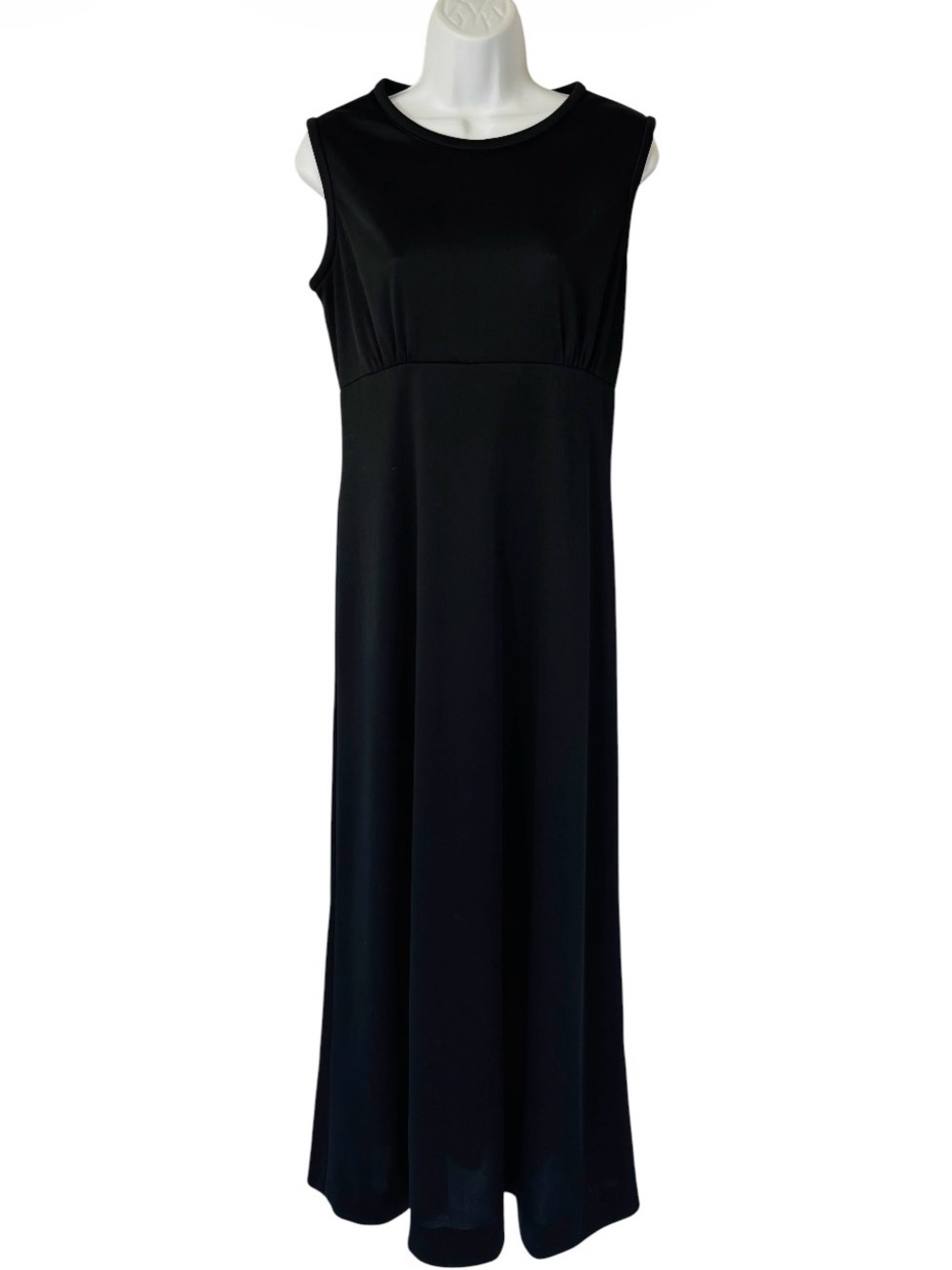 1970s Vintage Black Empire Waist Goddess Maxi Dress- Size M/L